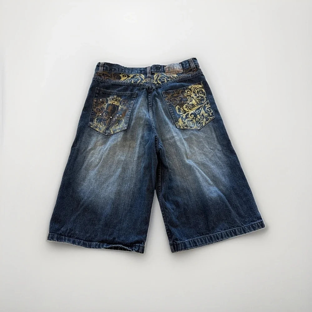 Red Ape Shorts Men's 34 Baggy Raw Denim Jorts Blue Vintage Y2K Skater Emo